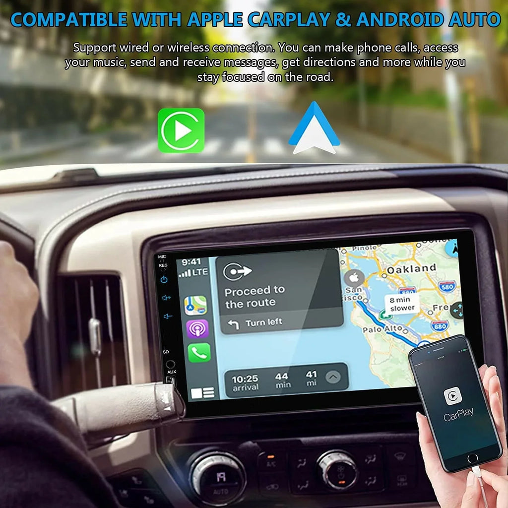 Android/ Touch Player Radio Double Screen 7" Carplay Car 2Din Camera 12LED + Stereo
