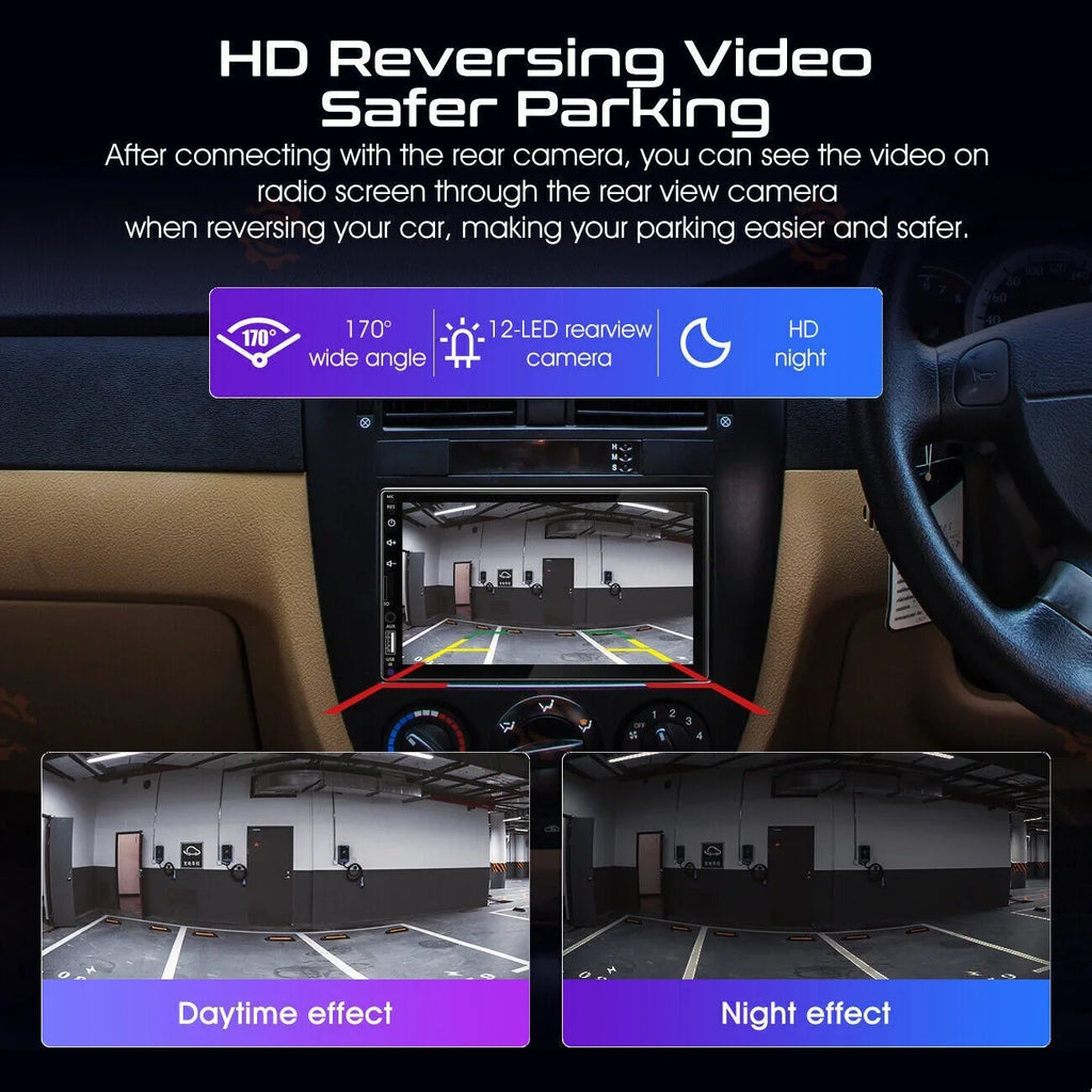 Android/ Touch Player Radio Double Screen 7" Carplay Car 2Din Camera 12LED + Stereo