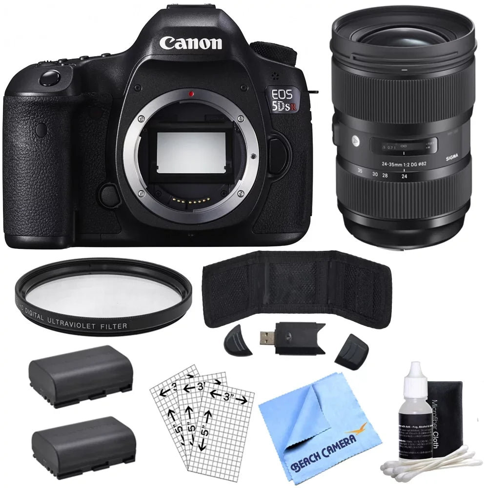Lens & UV Batteries Digital (Body Includes, Multicoated Power R LP-E6 Sigma 2x Standard-Zoom Canon 24-35mm Protective 50.6MP Filter Only) EOS Lens, SLR Bundle, with 5DS Camera