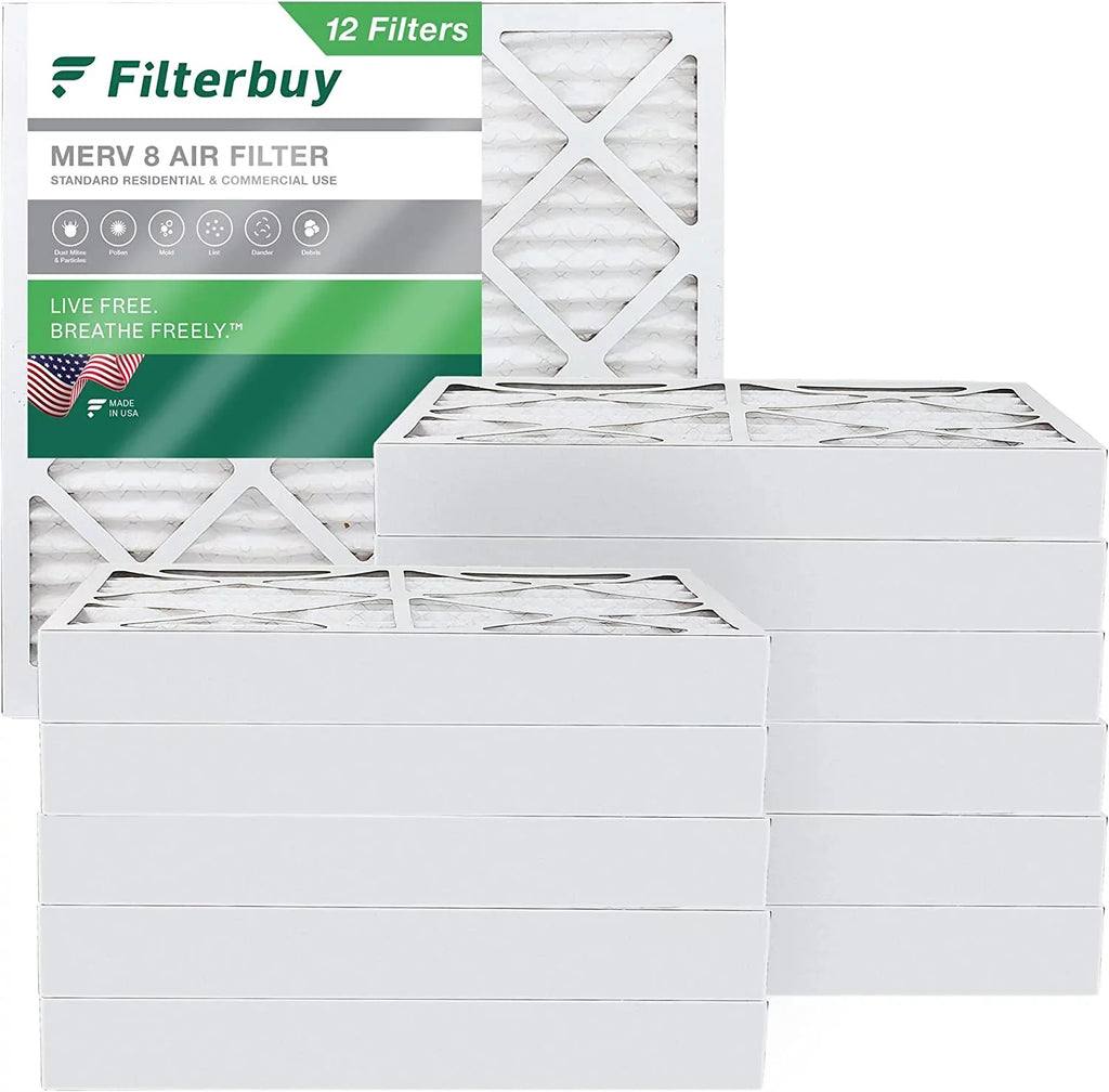 Air AC Furnace Filters MERV Filterbuy 20x20x4 Pleated 8 (12-Pack) HVAC
