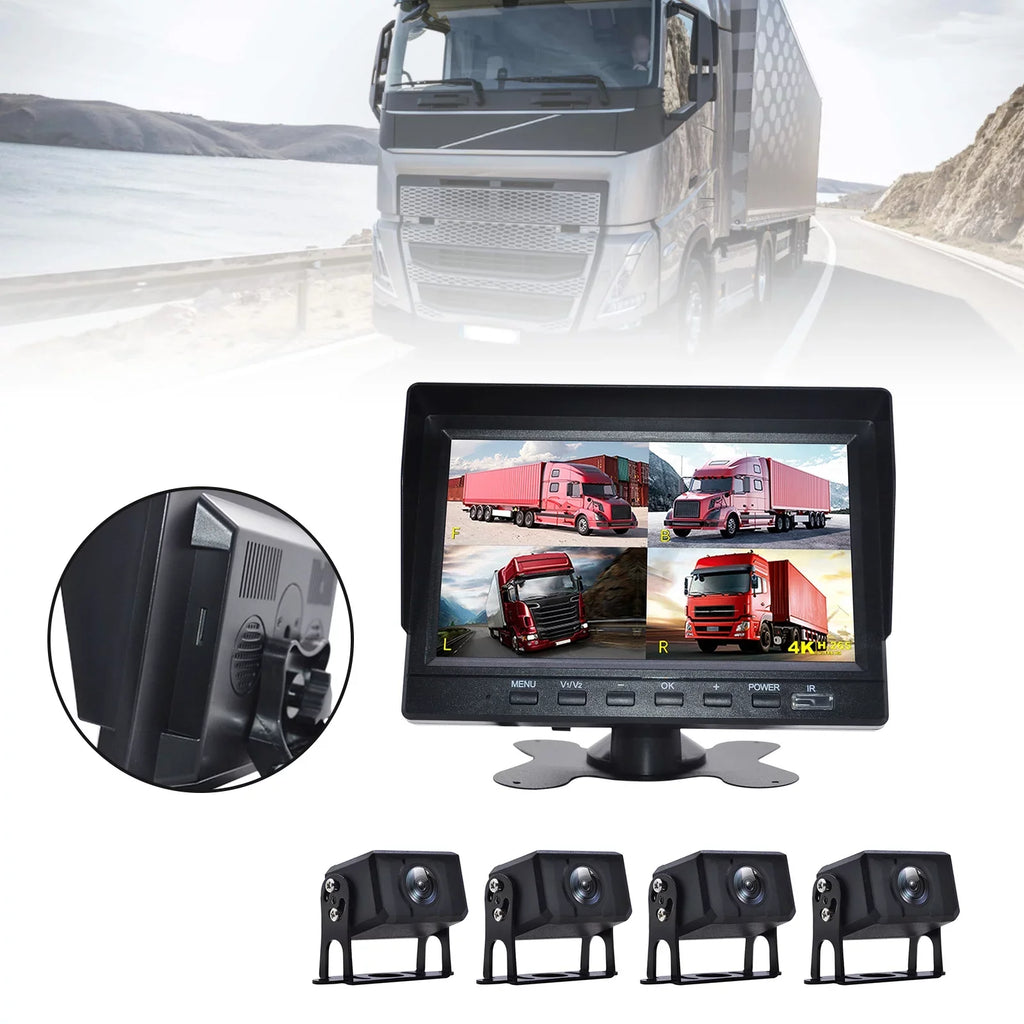 for DVR Monitor Video Camera Bus+4 Backup Driving Rear Truck 7" View RV Recorder B