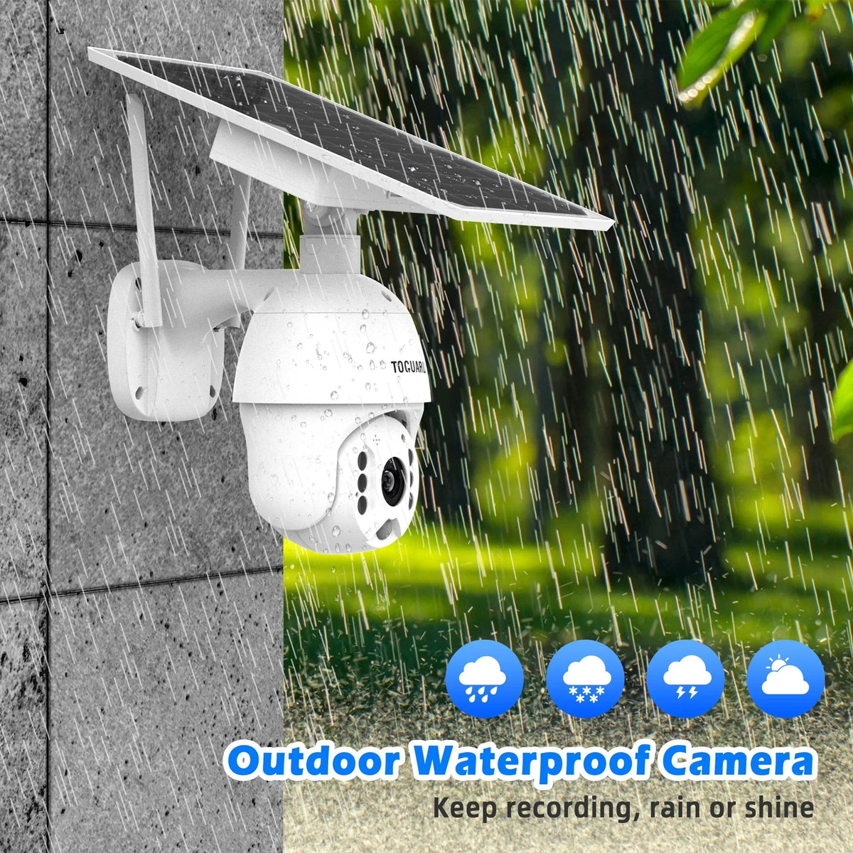 Wireless with PIR Night Security Vision, TOGUARD Dome PTZ Detection, 15600mAh Outdoor Camera Surveillance 2-Way Color Motion Solar Audio 1080P Battery, Camera with Wifi