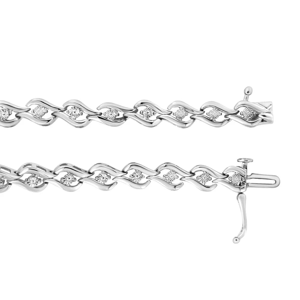 Clarity) Link I3 Sterling - Cttw (I-J .925 Color, 1/10 Promo Round-Cut 7.25" Diamond wristband Silver