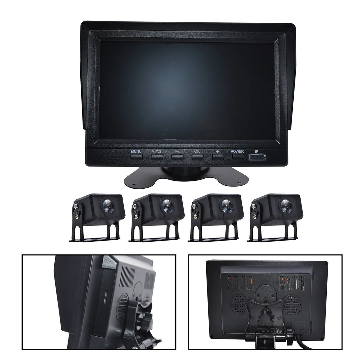 for DVR Monitor Video Camera Bus+4 Backup Driving Rear Truck 7" View RV Recorder B