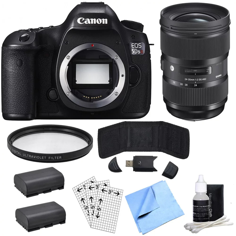 Lens & UV Batteries Digital (Body Includes, Multicoated Power R LP-E6 Sigma 2x Standard-Zoom Canon 24-35mm Protective 50.6MP Filter Only) EOS Lens, SLR Bundle, with 5DS Camera