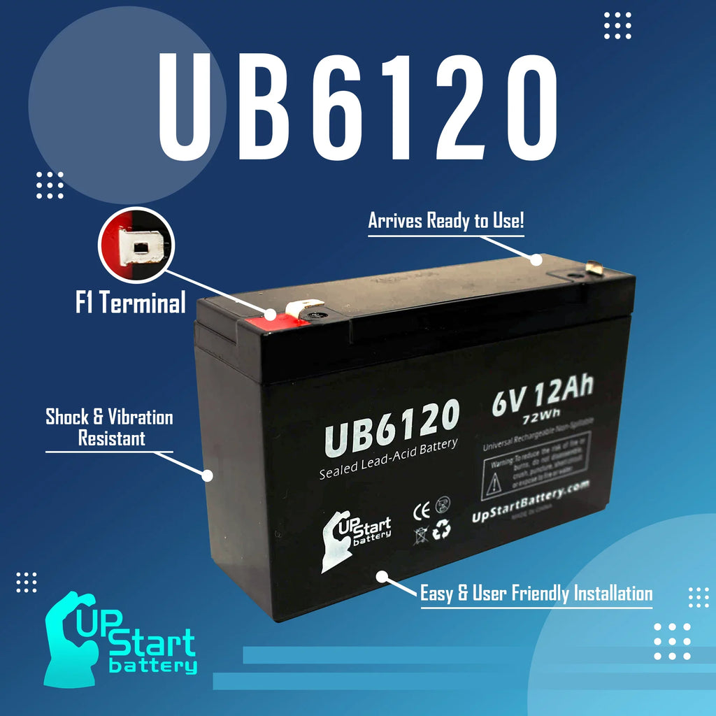 Pack 4x Includes AGM, (6V, 12Ah, Replacement Tripp-Lite - Compatible UB6120 8 to Terminal Battery - Adapters 850 Lead SLA) Universal F1 F2 - Terminal, Battery Sealed Acid F1 12000mAh,