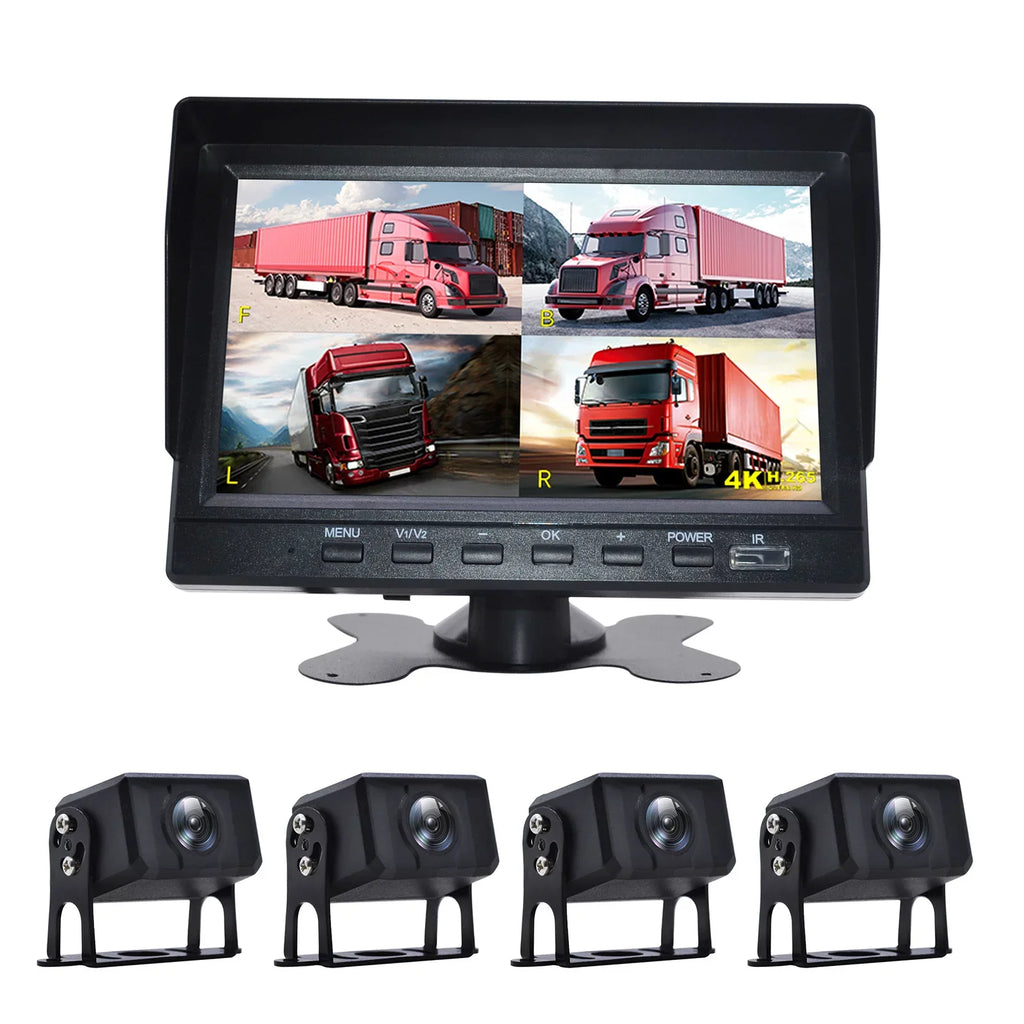 for DVR Monitor Video Camera Bus+4 Backup Driving Rear Truck 7" View RV Recorder B