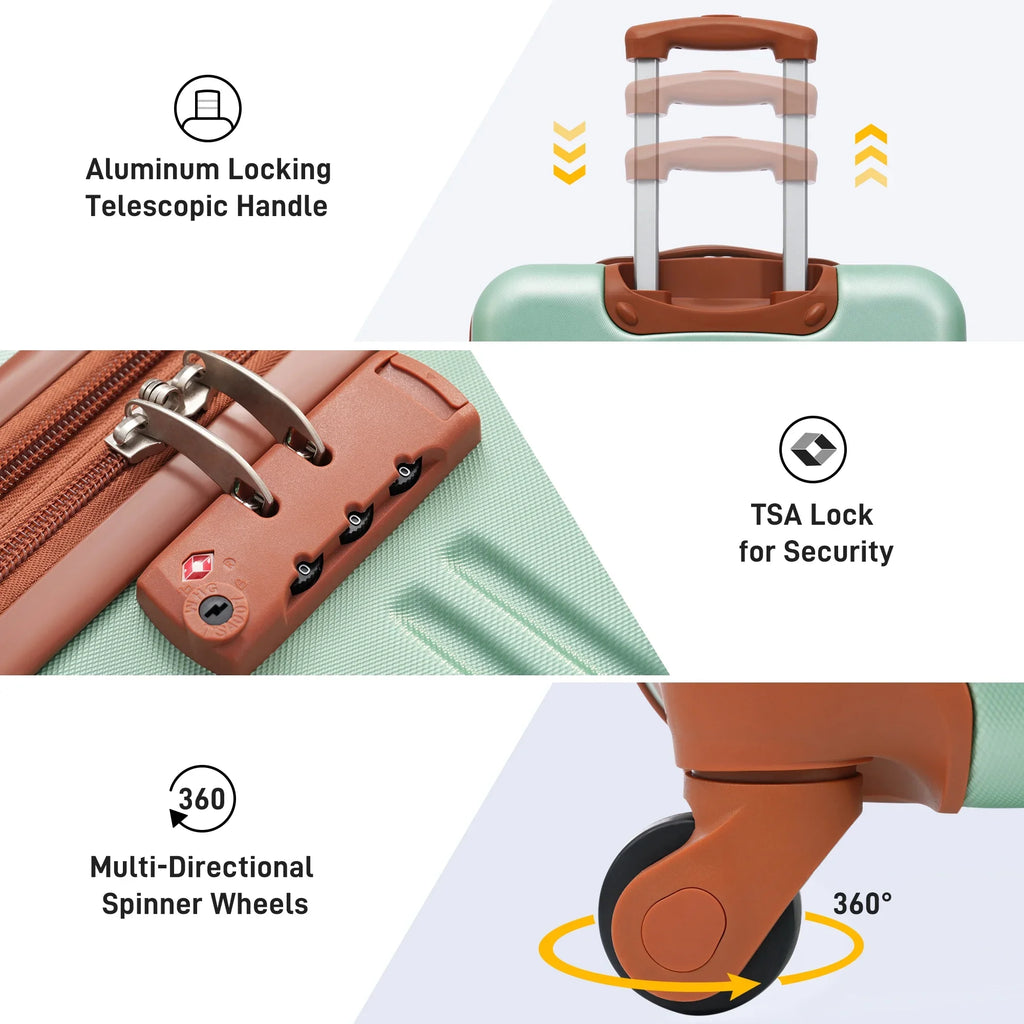 28" Lock with TSA Piece Available Spinner Suitcase 24" Luggage Crtynell 3 20" Hardside Set