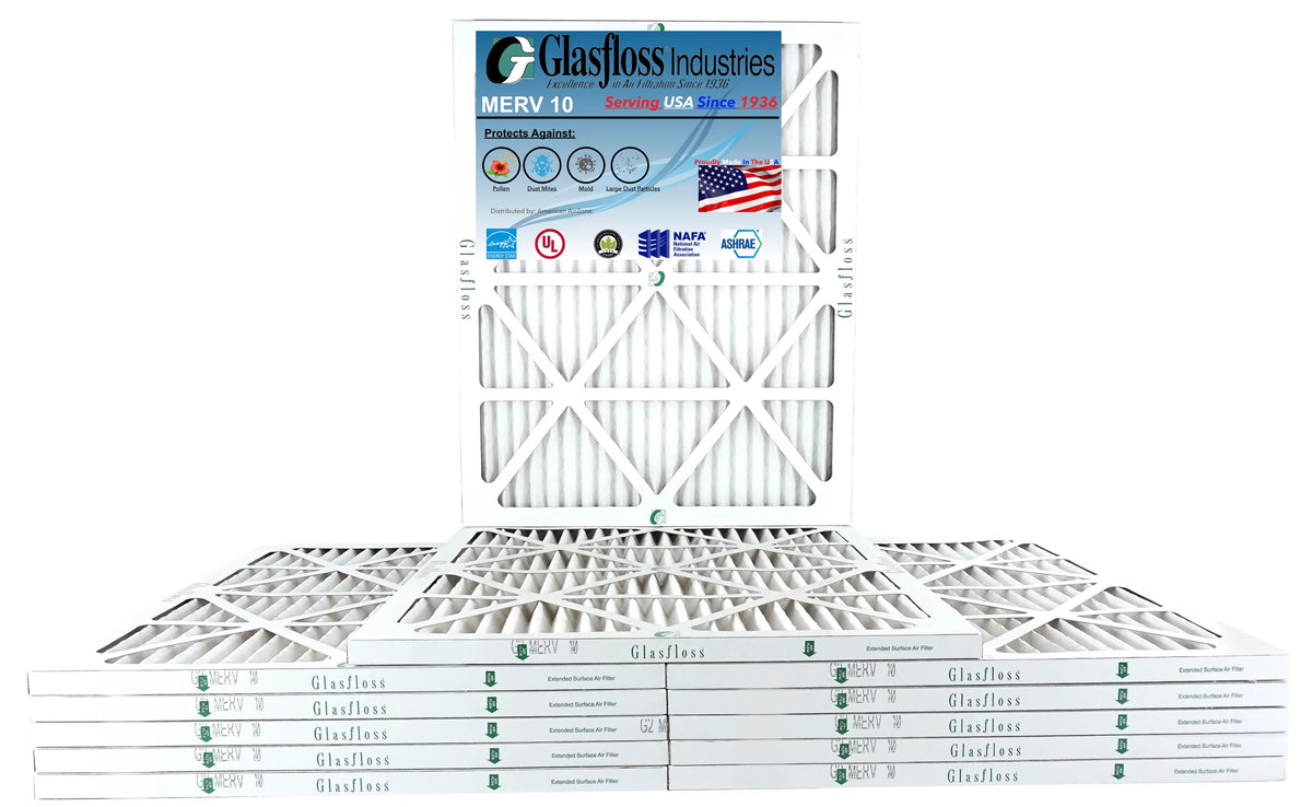 USA - in - Glasfloss x Made 15x25x1 inch) 14.5 Air Size: -Qty:12 Furnace MERV 24.5x7/8 (Actual 10 Filter -