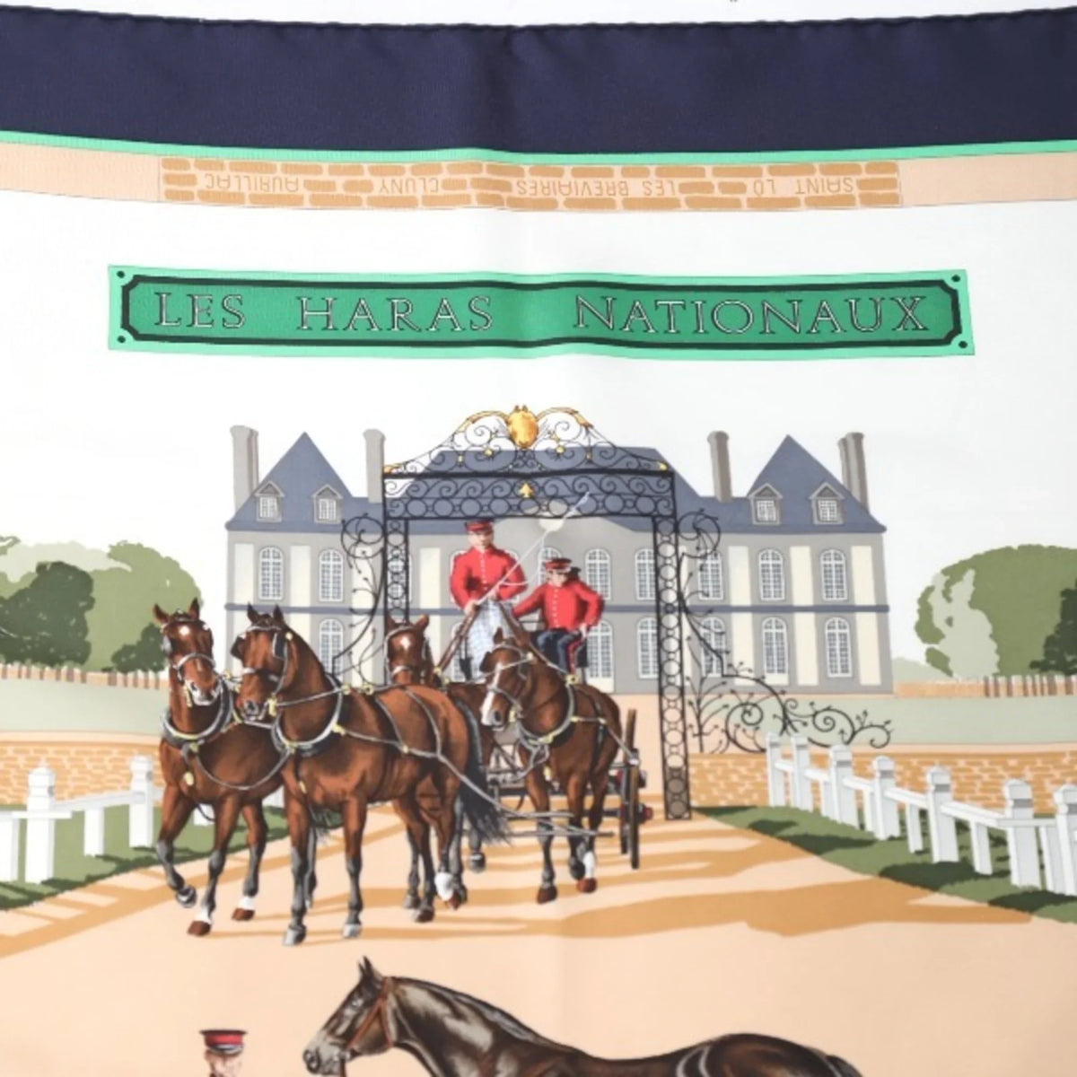 Pre-Owned Navy Hermes HERMES HARAS Scarf LES (Good) NATIONAUX Kare90