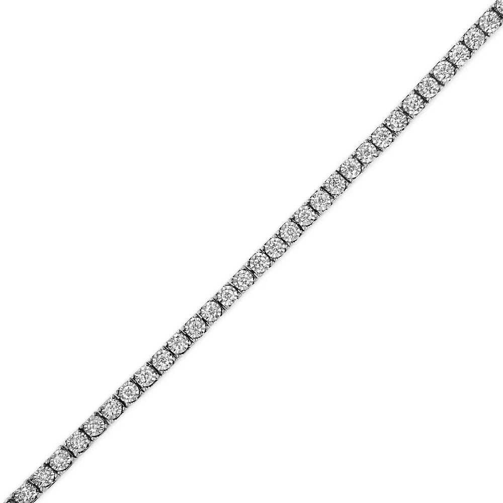 Gold wristband Round-Cut White 7" VS2-SI1 Cttw Miracle Illusion Set Lab 1.0 Size Grown (F-G Color, Clarity) 14K Diamond Tennis