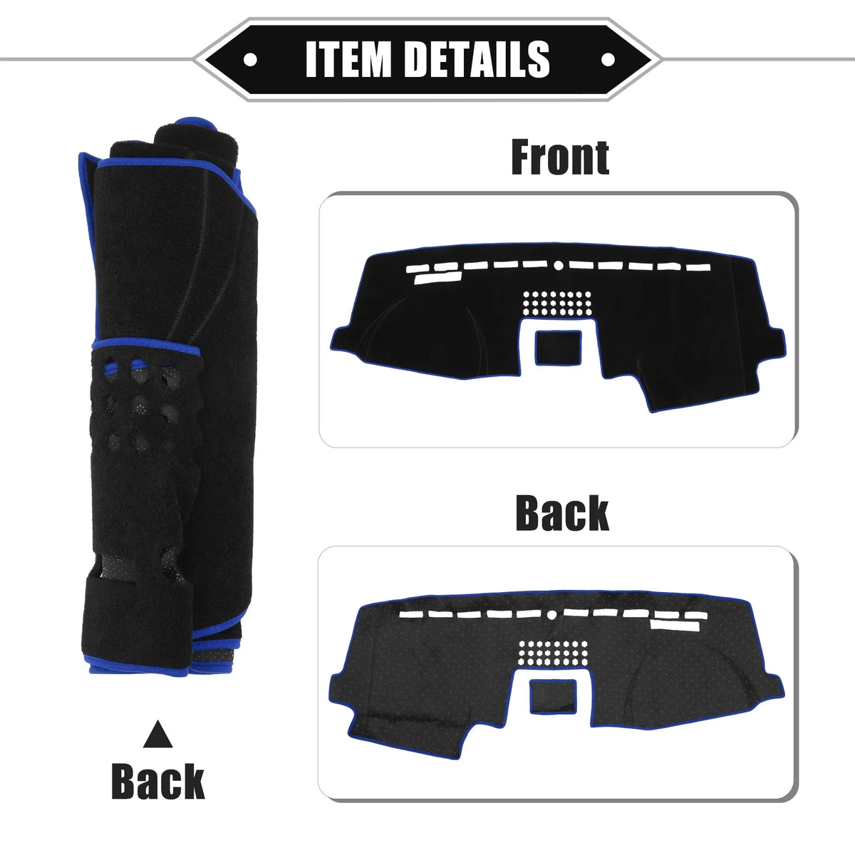 Black Unique F150 Mat 2015-2020 Protective Dashboard Polyester Car for Bargains Console Blue Center Cover
