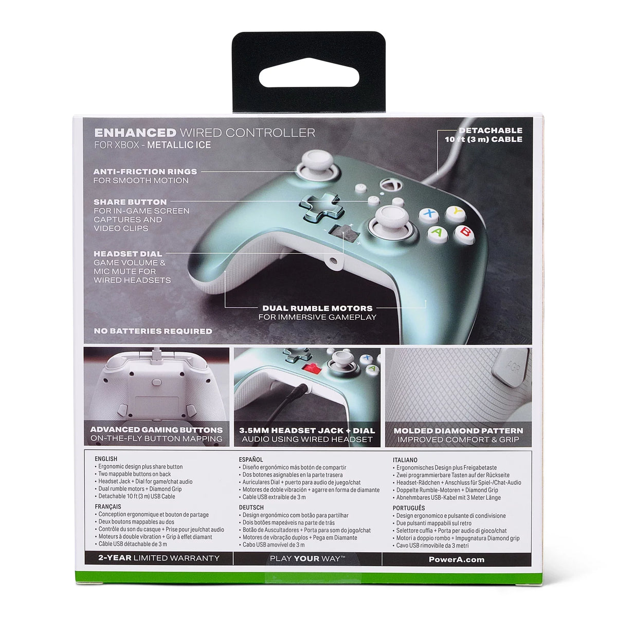 Controller Enhanced PowerA Wired for Xbox Metallic Series Ice X|S -
