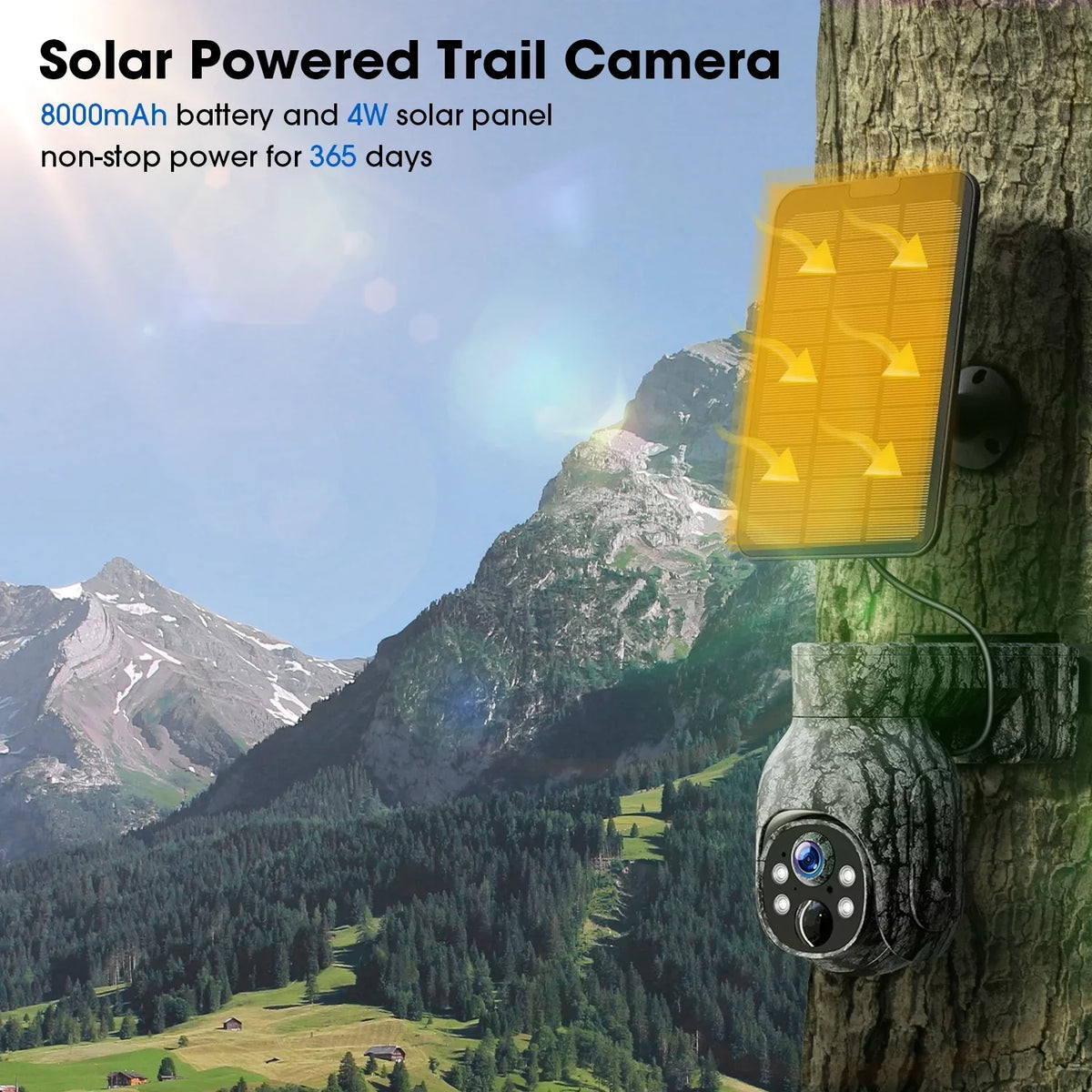 PIR Vision, 2K Night View, Cellular Game Waterproof, Card 90°Tilt, 360°Pan Camera with &SD Camera Security 4G Storage, Hunting with No LTE, Cloud Trail Solar SIM Motion, CAMPARK Cam WiFi Live Wireless