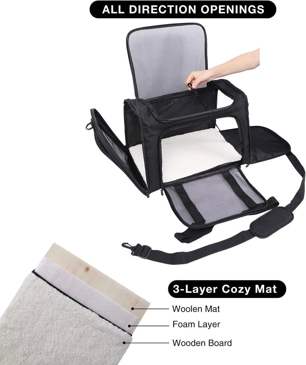 Lineslife Car for Puppy Traveling, for Small Carrier Cats 25 Cat Medium lbs, Cats Bag Bag Collapsible 2 Pet Medium Carrier Dogs Large Black or Dog