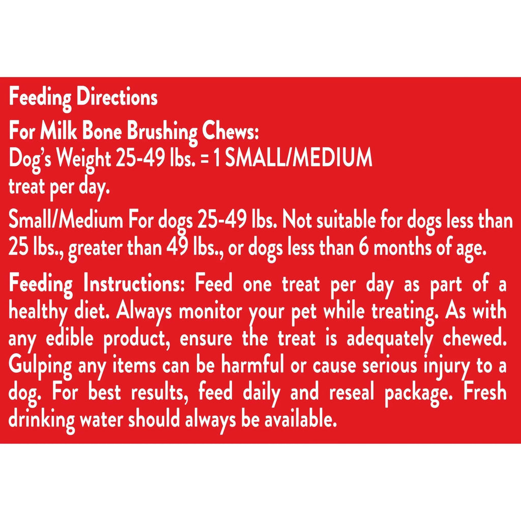 Per Brushing Treats, Milk-Bone Oz. Dental Small/Medium, 25 Chews Dog 19.6 Daily Bag, Bones Bag
