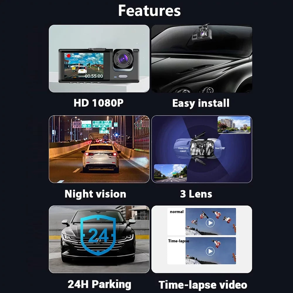 Car Rearview Clear and with Interconnection, Pinnaco Recorder Dash 3 Features WiFi Video Cameras, Auto Safety Mirror Cam