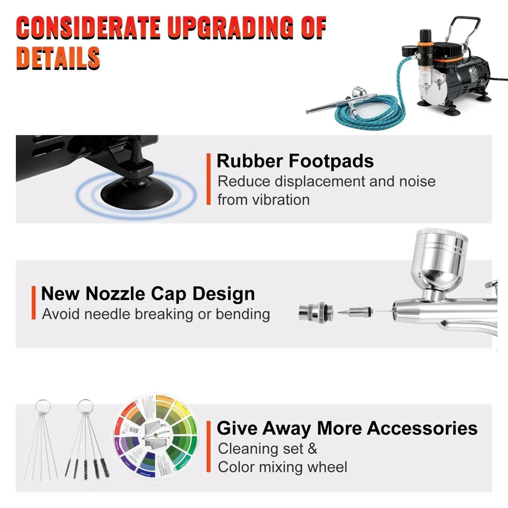 Kit System Nail with BENTISM Gravity Cookie Compressor, Art Airbrush Multi-purpose with Professional Feed Airbrushing Airbrush Tatto Dual-action Kit, Set Airbrushes,