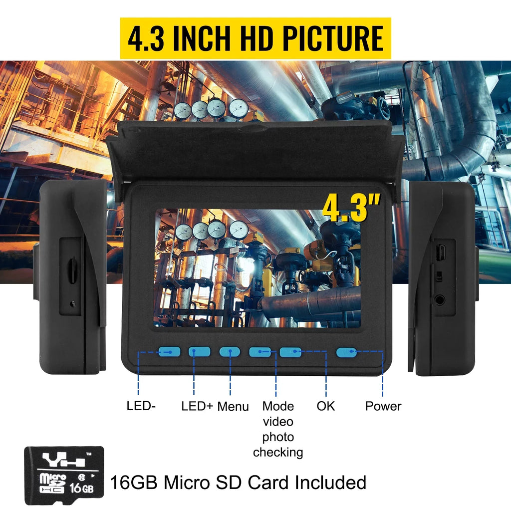 Pipeline 30M Battery, LCD 98.4 Lithium Camera 6PCS Camera with DVR Inspection BENTISM Camera 8500MAH Sewer FT, Monitor TFT Camera, Inspection LED, 4.3 Pipe Inch Function, Duct