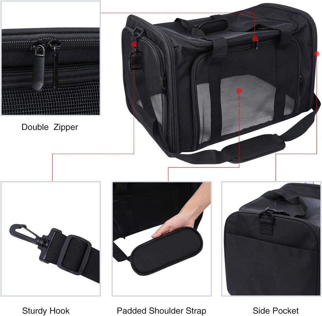 Lineslife Car for Puppy Traveling, for Small Carrier Cats 25 Cat Medium lbs, Cats Bag Bag Collapsible 2 Pet Medium Carrier Dogs Large Black or Dog