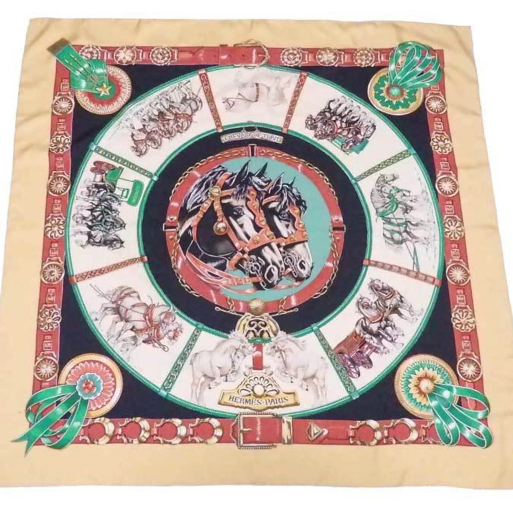 multicolor TRAIT Pre-Owned silk CHEVAIIX Carre (Good) Hermes 90 scarf DE ladies HERMES