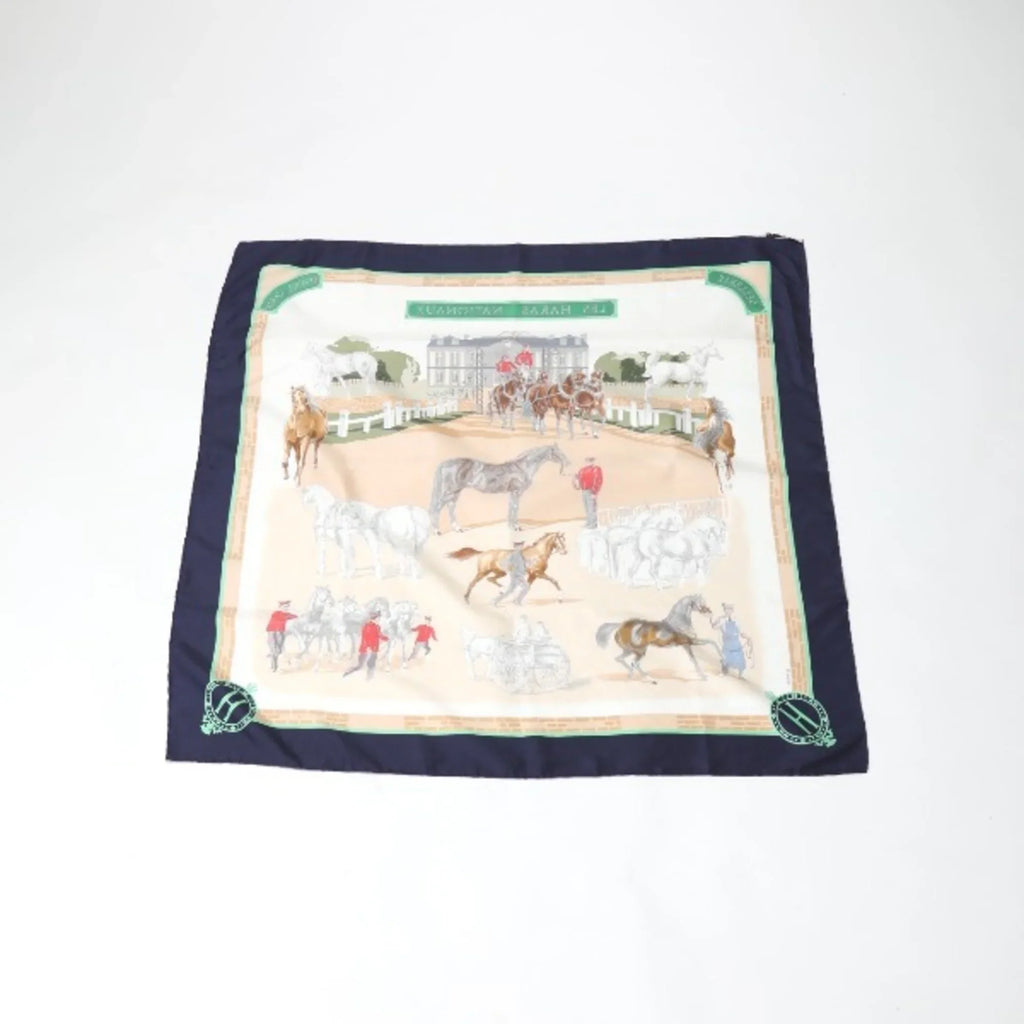 Pre-Owned Navy Hermes HERMES HARAS Scarf LES (Good) NATIONAUX Kare90