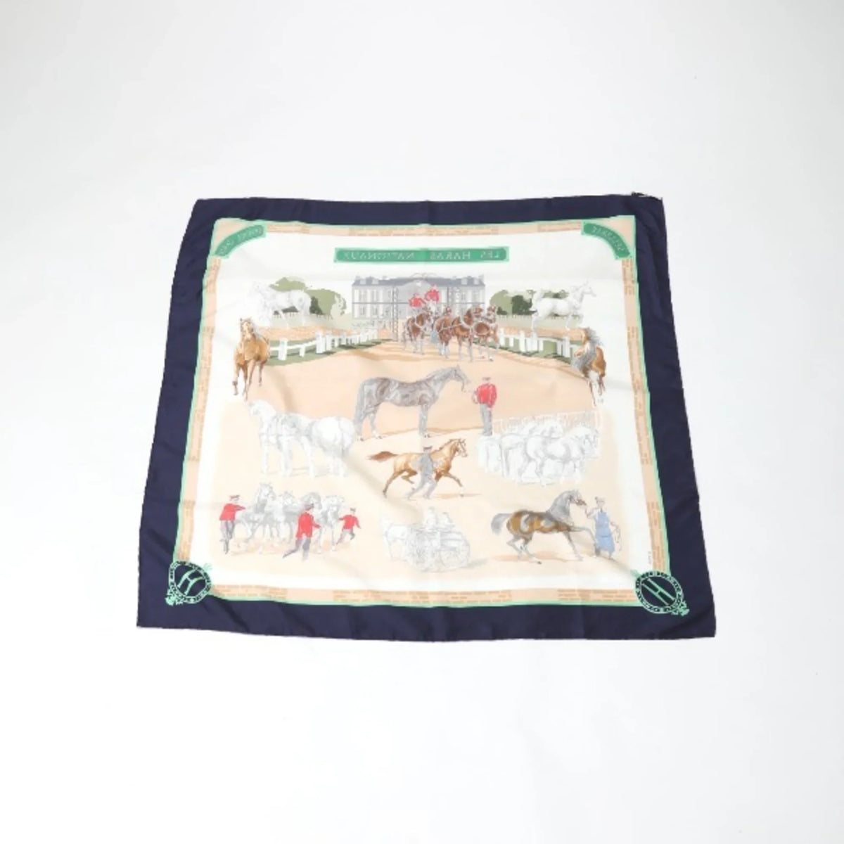 Pre-Owned Navy Hermes HERMES HARAS Scarf LES (Good) NATIONAUX Kare90