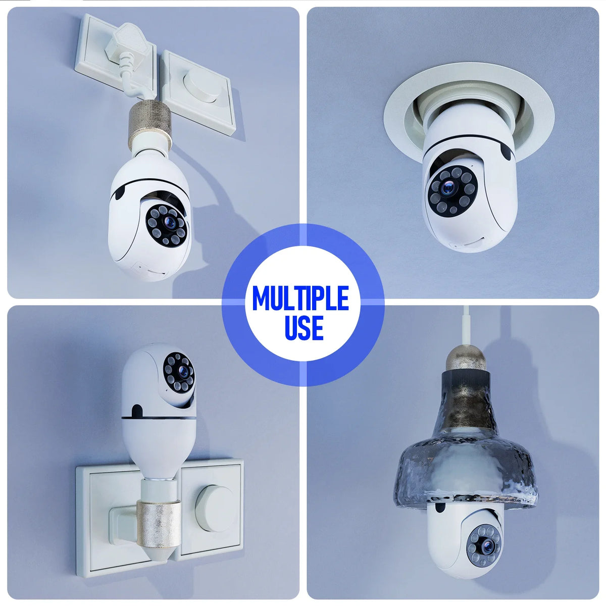 TOGUARD Camera (2PCS) Outdoor, Dome Remote 2.4G Light Night Camera with 1080P Detection Access 2-Way Security Wireless Bulb Wifi 360° E27 Motion Camera IP Vision Color Audio