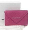 mini leather 391446 paper Pre-Owned tri-fold pink Balenciaga BALENCIAGA wallet hook (Good) with