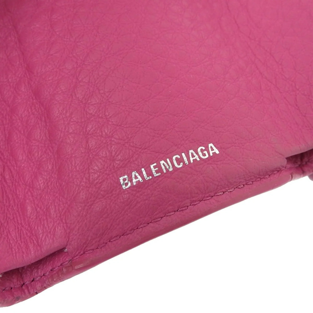 mini leather 391446 paper Pre-Owned tri-fold pink Balenciaga BALENCIAGA wallet hook (Good) with