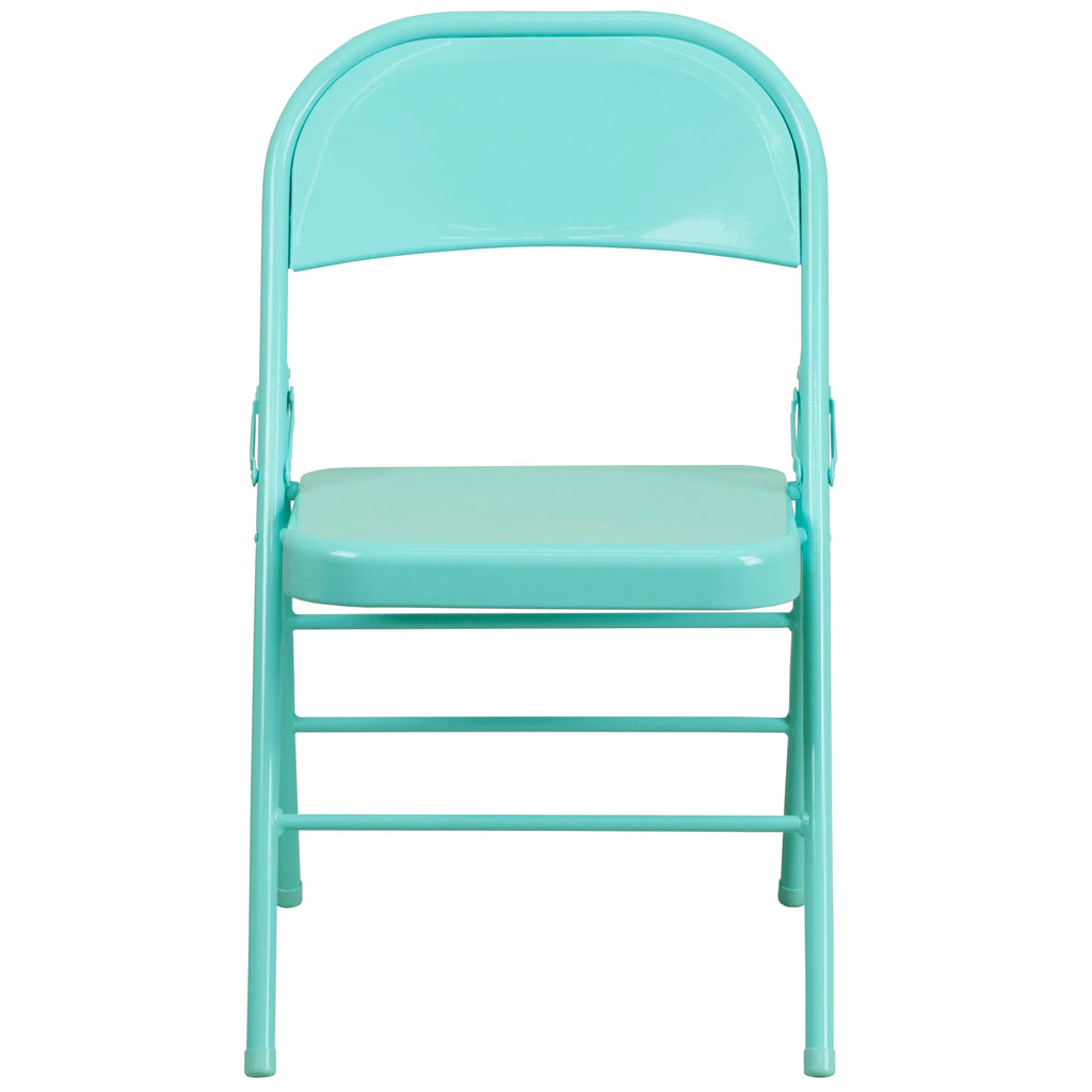 Teal Series Flash Furniture Metal Tantalizing & Hinged Triple Double Chair Folding Braced HERCULES COLORBURST