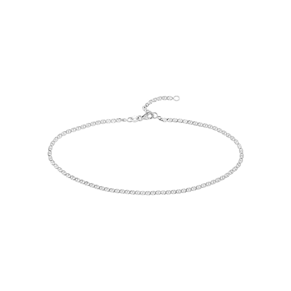 Women's Flat 9"-10" Gold White 14K Anklet Mariner Link 2.20mm Adjustable