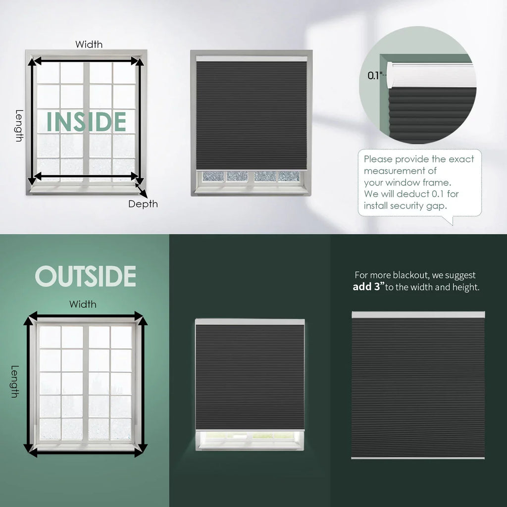 Automatic Blackout Carbon Smart Yoolax Shade Remote Control 72"H) x Blackout Blinds(100% Motorized Cellular Grey,54"W Honeycomb Window