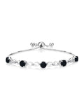 King Gem Diamond 925 Women Fully Black Tennis Adjustable wristband (2.42 to Lab Up Sterling Gemstone Infinity inch) Silver Round White 9 Grown Birthstone, Cttw, 5MM, Onyx and For Stone