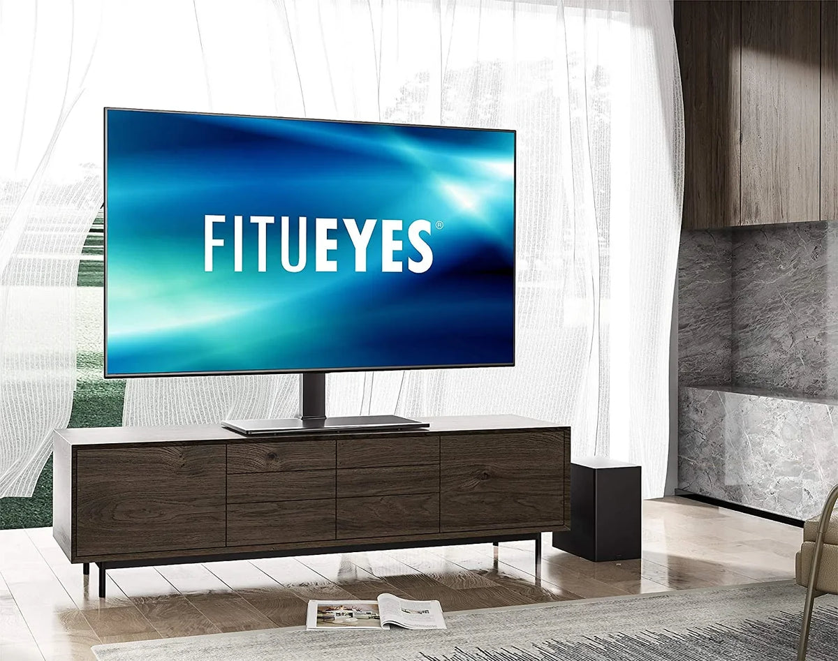 TV 143 TV Mount Screen Height Holds Adjustable Flat Tempered Swivel 85 for Swivel Universal up TV Glass HBBOOMLIFE 50 Stand to Tabletop with Stand/Base to 100 Level lb Degree Base inch 4