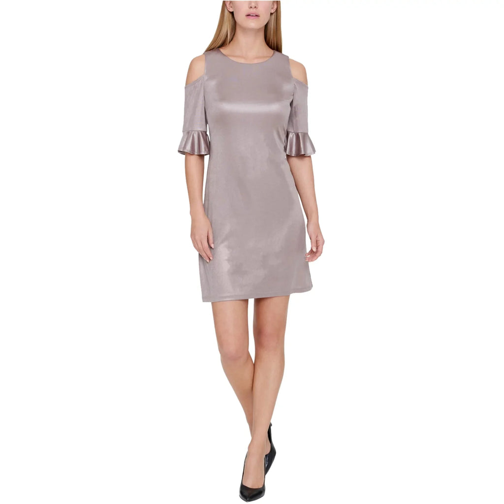 Tommy 16 Hilfiger Shift Womens Cold Shoulder Dress, Metallic,