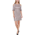 Tommy 16 Hilfiger Shift Womens Cold Shoulder Dress, Metallic,