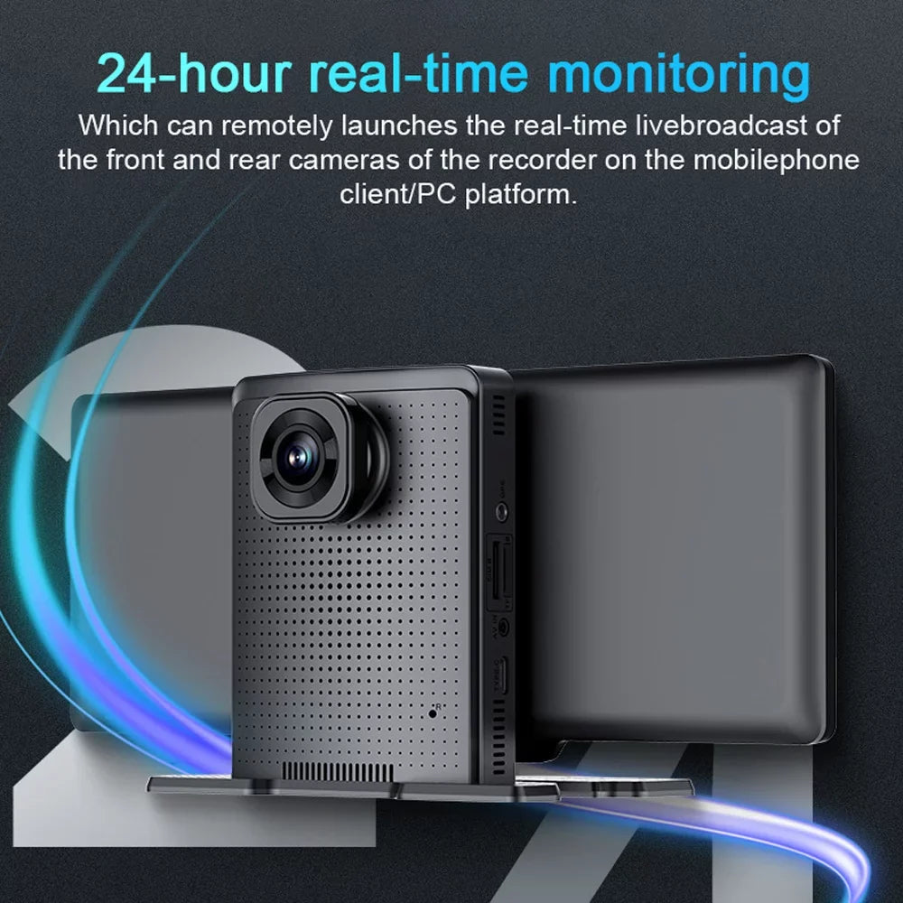 10.26in Night Lens Car Camera Multi-language Degree Global Recorder Cam System Recorder Angle Video Dash Car Viewing Car Dual DVR Wide Positioning Auto 170 Navigation Camcorder Shinysix
