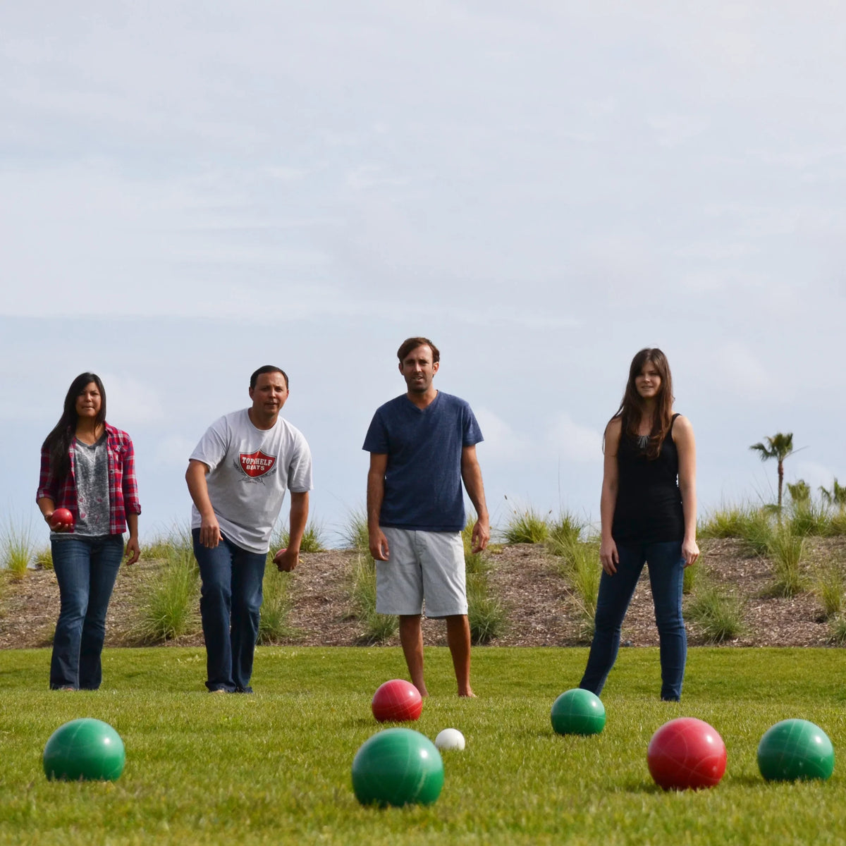 8 Regulation Set with Pallino, and Balls, Case 100mm Rope GoSports Bocce Measuring