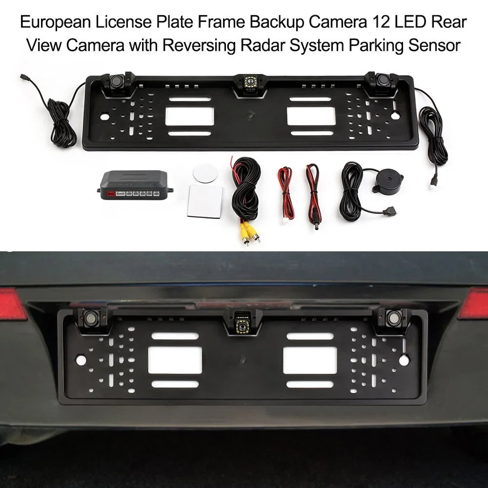 Parking System, Tomshoo Frame Sensor European Plate Car Camera, View Camera, 12 License LED Reversing Rear Backup