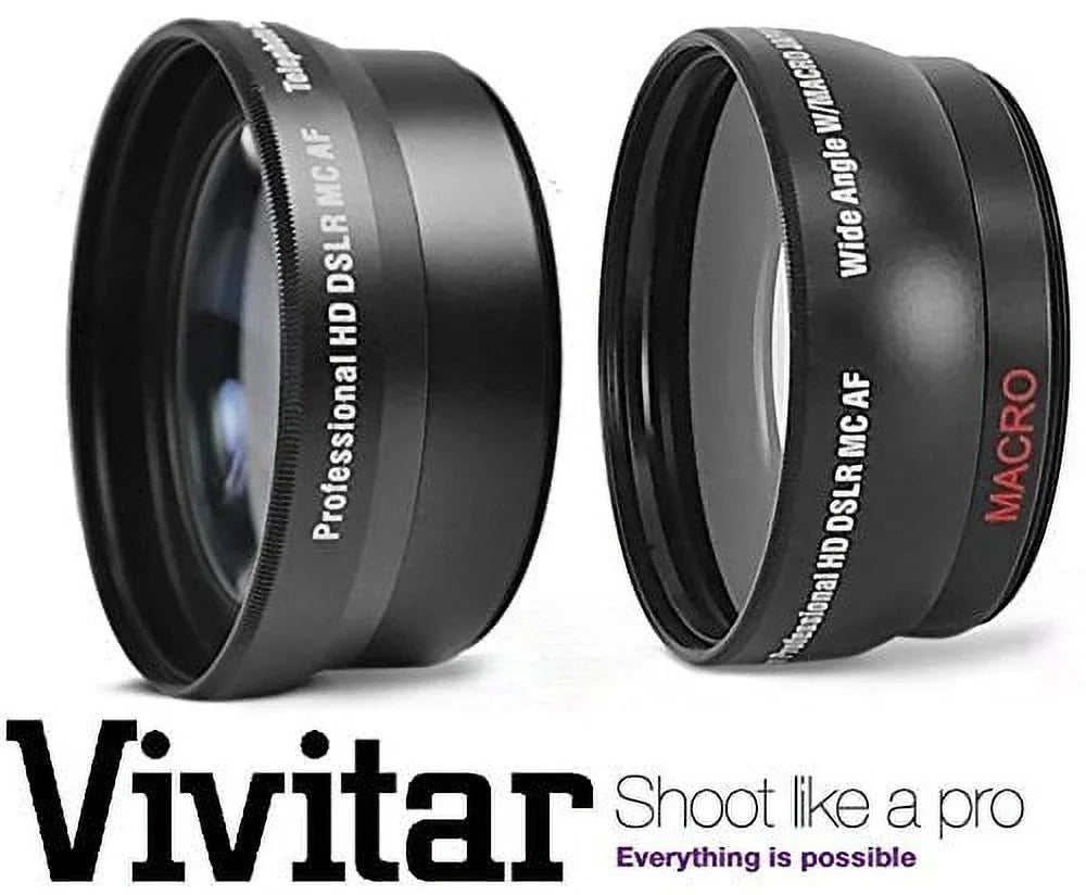 Wide Compatible) Nikon Kit D3300 Angle & Lens Lens D5300 Hi-Definition 2Pc Telephoto Set For (52mm