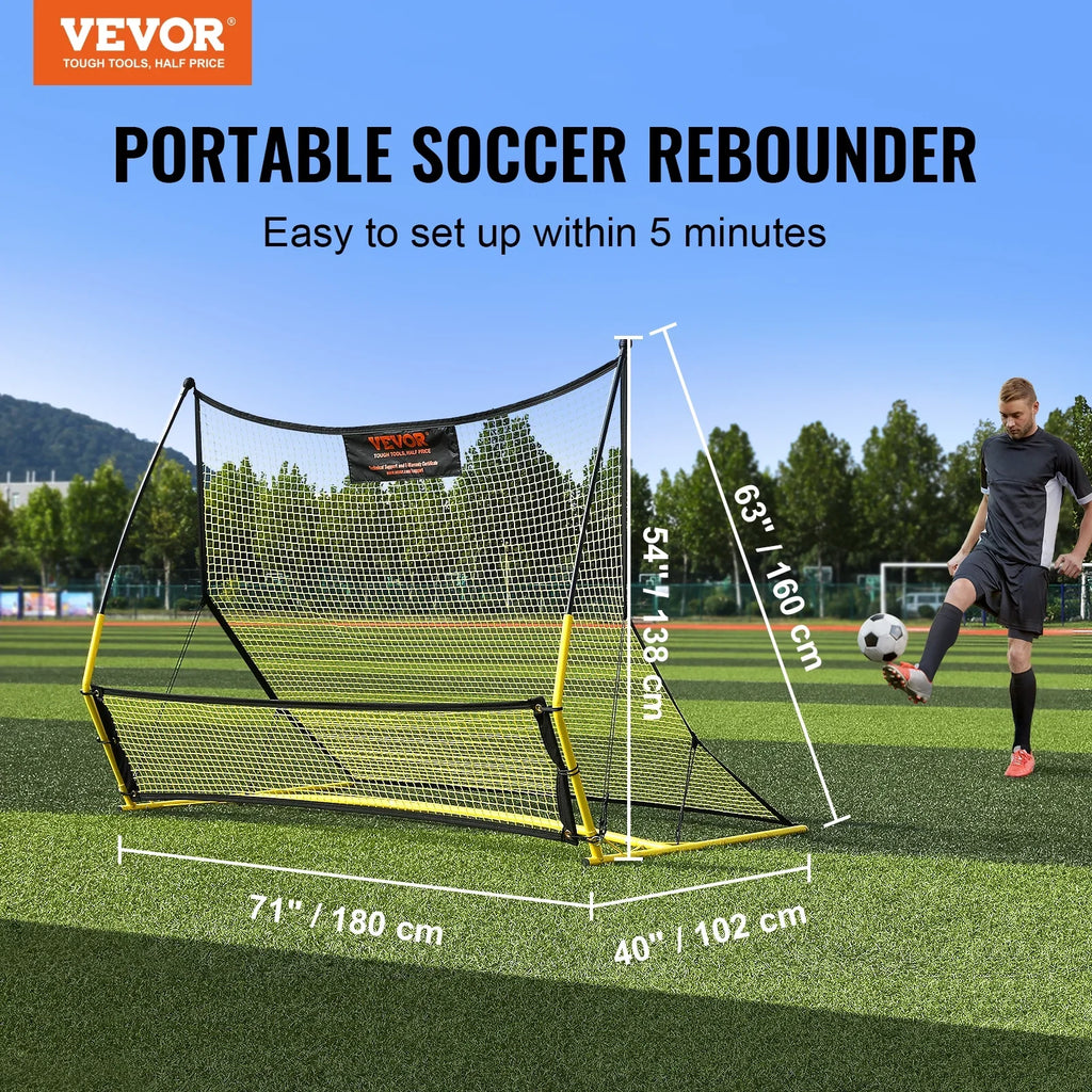 Portable BENTISM Net Bag Rebounder Trainer 2-IN-1 Portable 71"x40" Soccer Soccer