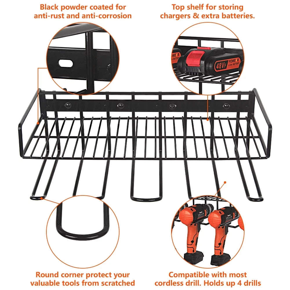 Steel for Power Holder Tools, Power Organizer, Drill Tool Heavy Wall & Mounted Rack Compact Storage Power Handheld Duty Tool