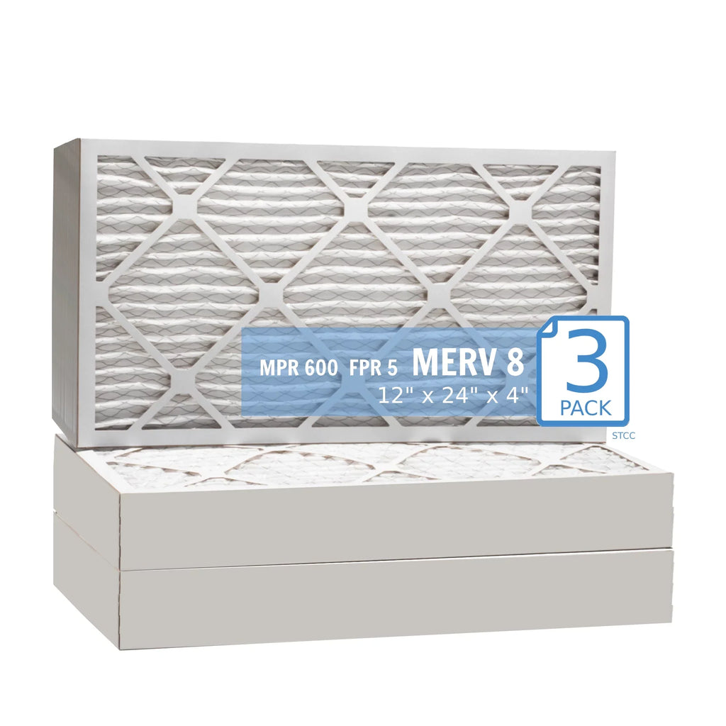 8, Pack) Pleated 12x24x4, Purolator Hi-E MERV Mechanical Air Filter, Surface Extended (3 40