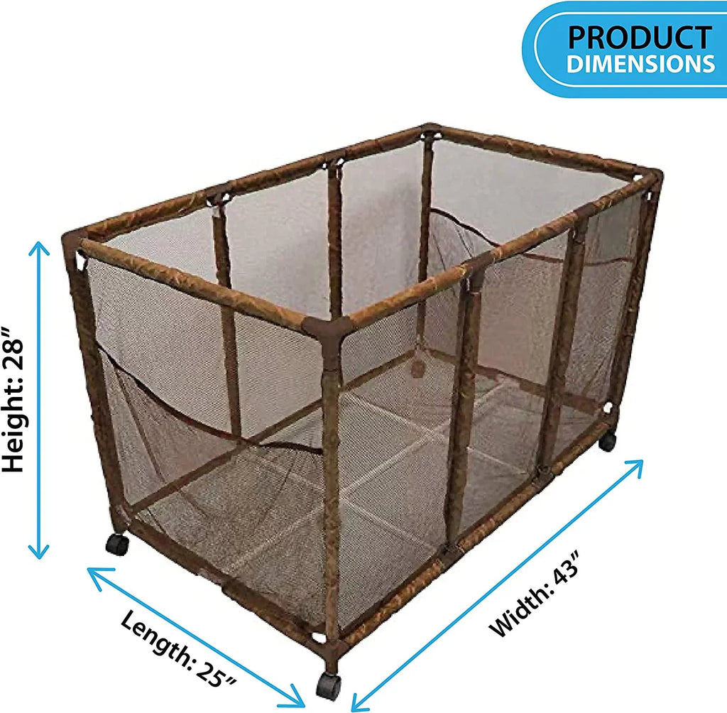 Style (43" Height, Kids Large, and Floats Organizer Bin, Pool Holder, L Rolling x Noodles 28" x Storage 25" Yours W Balls, H), Brown Equipment 563009 Essentially Toys, Mesh
