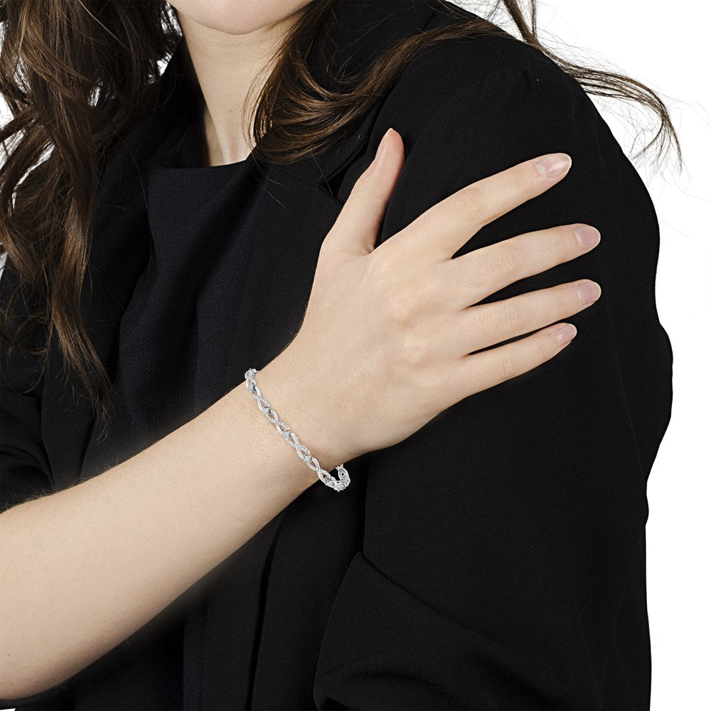 Prong .925 I2-I3 Link Diamond Sterling 1.0 - 7.25" Clarity) Cttw Color, Infinity Set wristband (I-J Silver