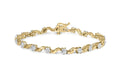 Yellow Clasp 1.00 S-Link Womens Diamond 10k 7.50" Color, Prong Haus Floral Cut of Cttw I2-I3 Box Brilliance (I-J wristband Gold Clarity) Round