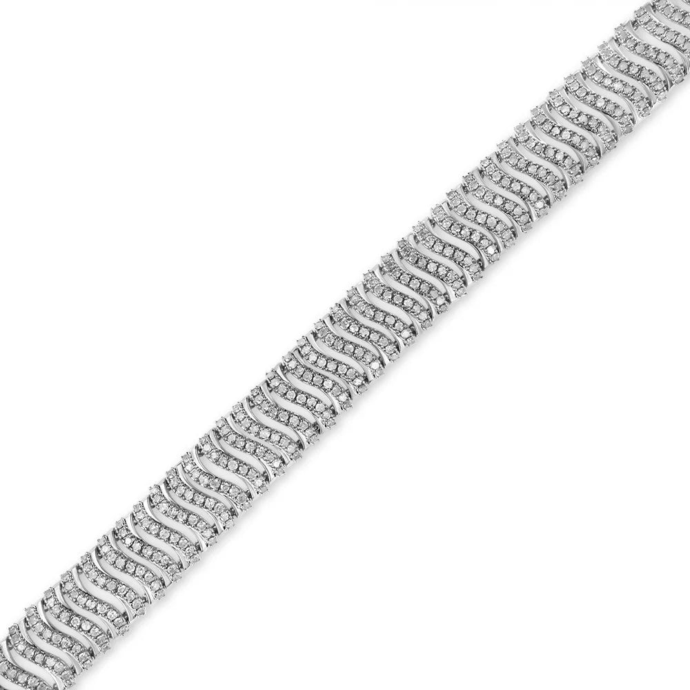 .925 Size Silver (I-J "S" Clarity) wristband 7.25 Round-Cut Sterling Link - Color, Diamond Cttw I3 5.00