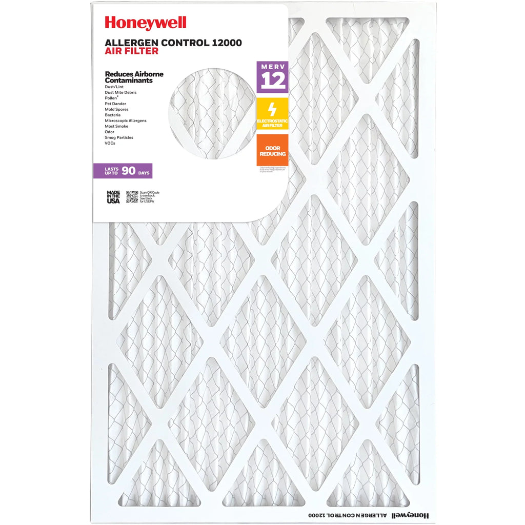 HVAC Furnace 12 MERV Pleated Filter- Air 20x25x1 12 Honeywell Pack