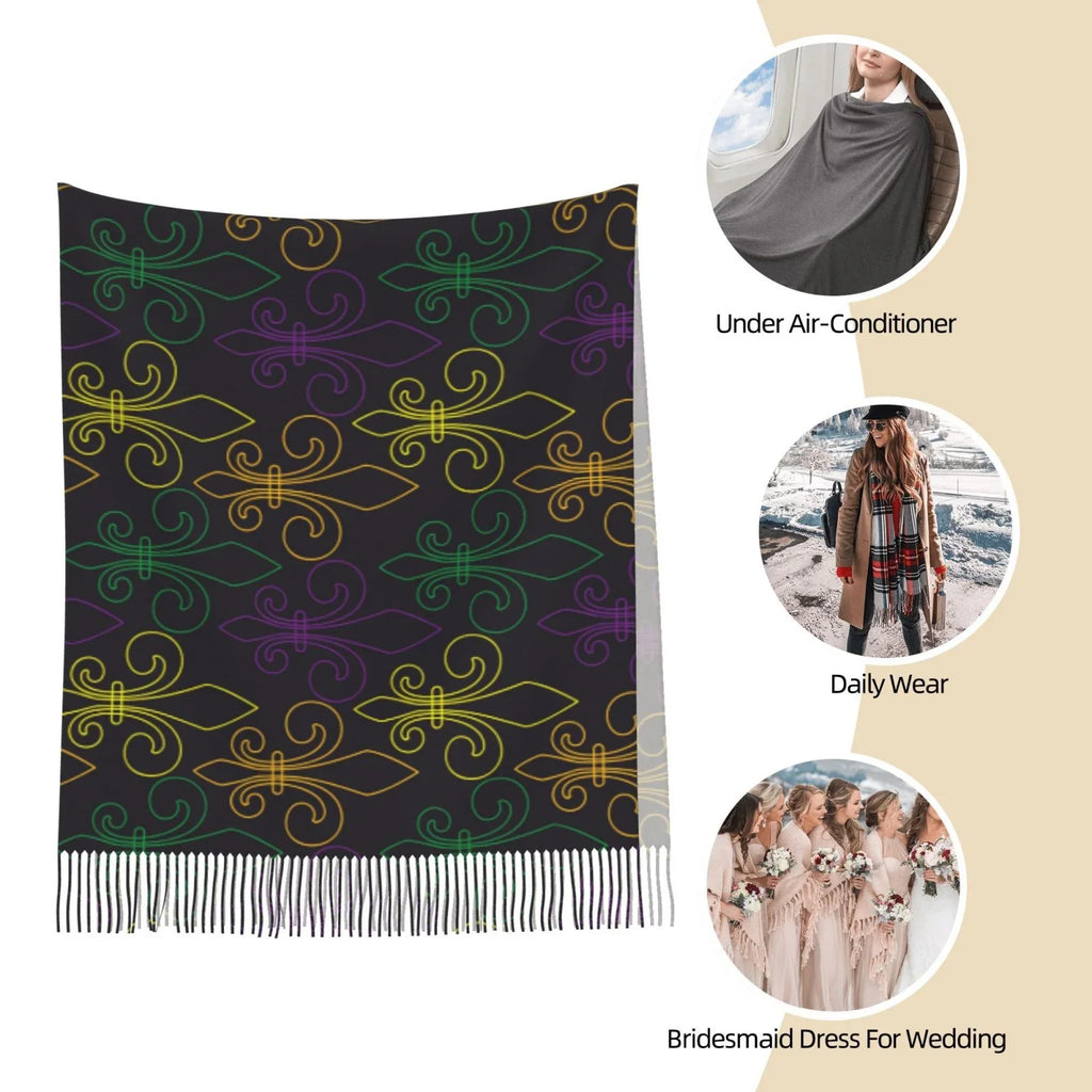 Art Mardi Feel For Scarves Large Print Elegant Gifts- Scarf Bingfone Shawl Wrap Gras Cashmere Carnival Warm Soft Women Winter
